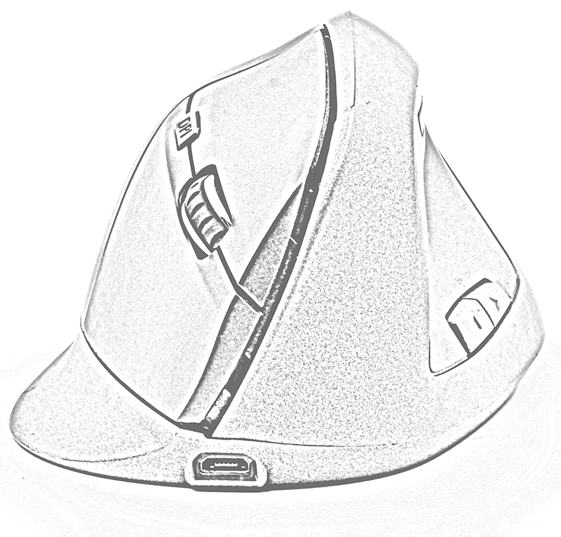croquis souris ergonomique verticale de bureau